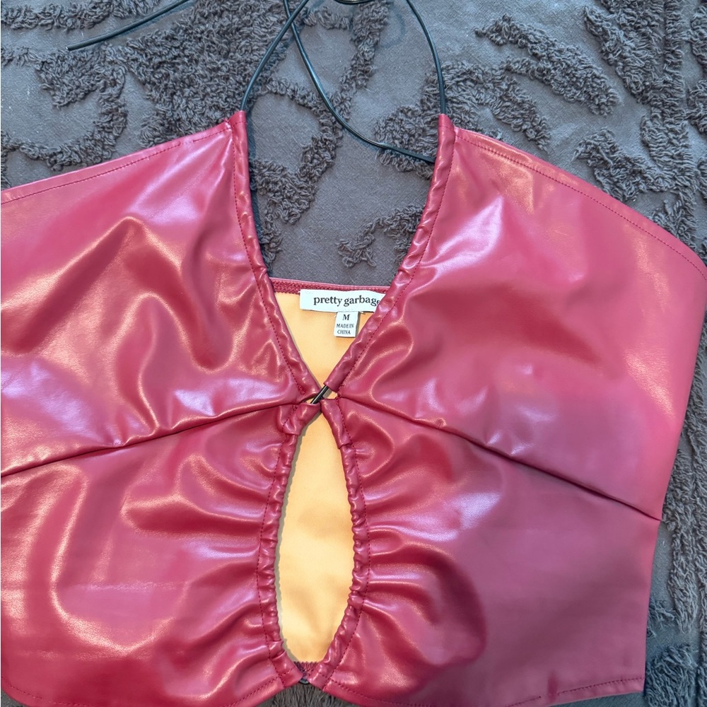 Pretty Garbage Red Halter Top